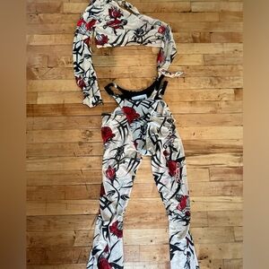 Namilia sheer tribal tattoo my p*say my choice rhinestone rose pants set